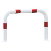Impact protection bars | as e-charging post protection | to be fixed by plugs, | total width: 1000mm, total height: 650mm | hot-dip galvanized and white powder-coated with 3 red reflective strips foil type RA1/A